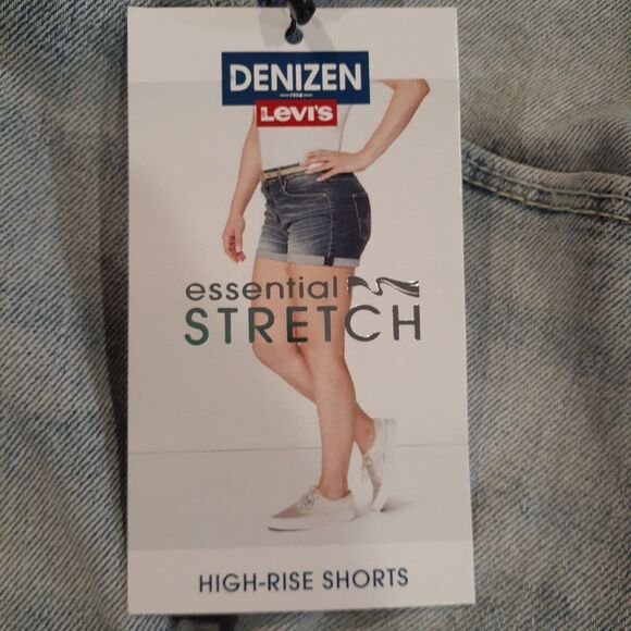 Levi's Denizen Distressed Cut Off Denim Shorts Stretch Blue Women Sz 14 NWT - Picture 9 of 10